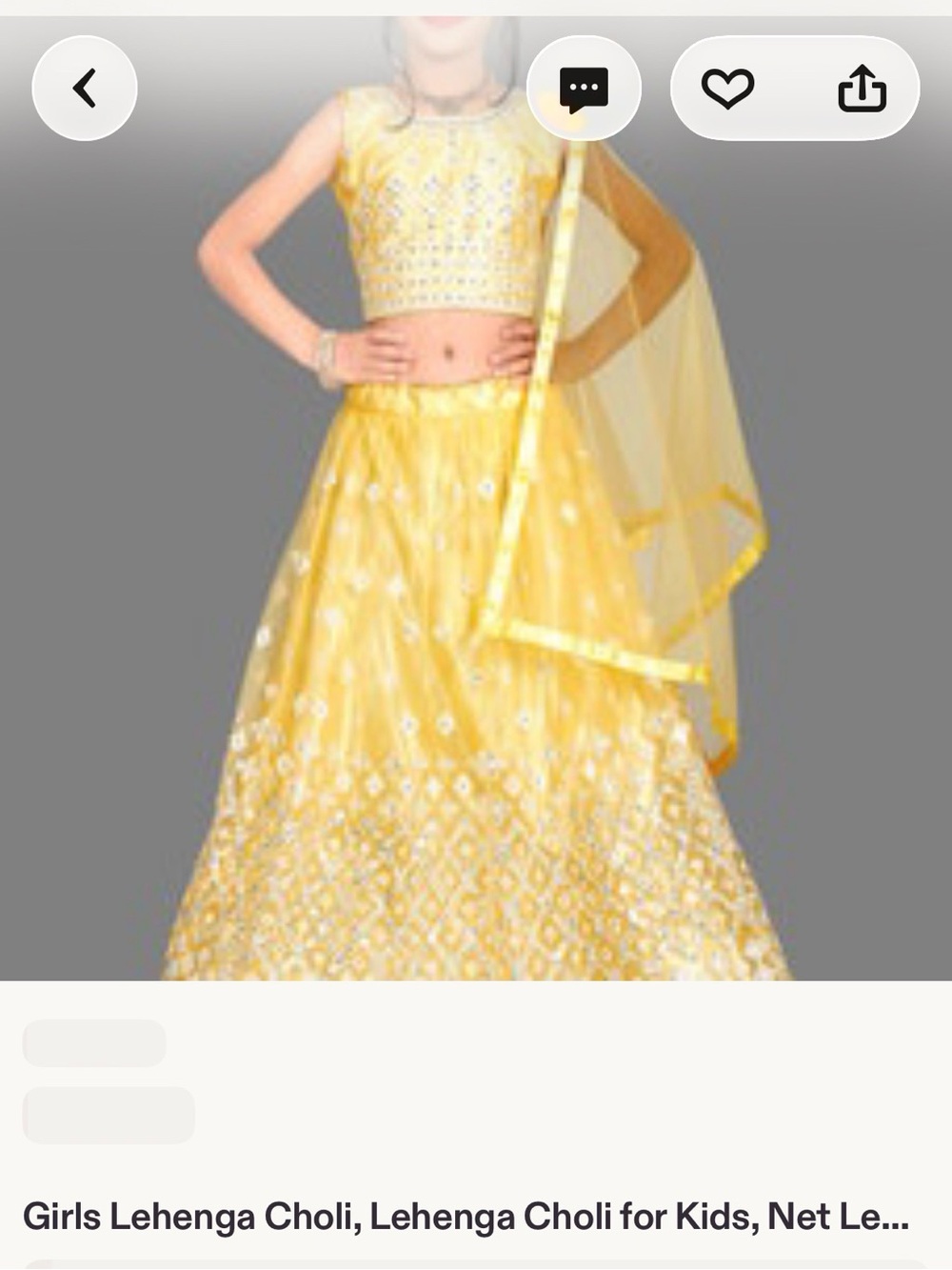 Girls Yellow Lehenga Choli with Net Dupatta